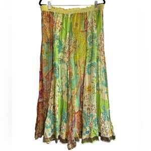 Anü by Natural Boho Patchwork Maxi Skirt 1X Cotton Rayon Drawstring